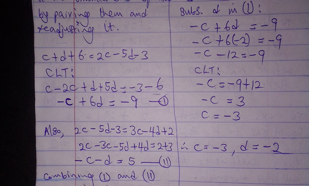 Solving simultaneous equation using elimination