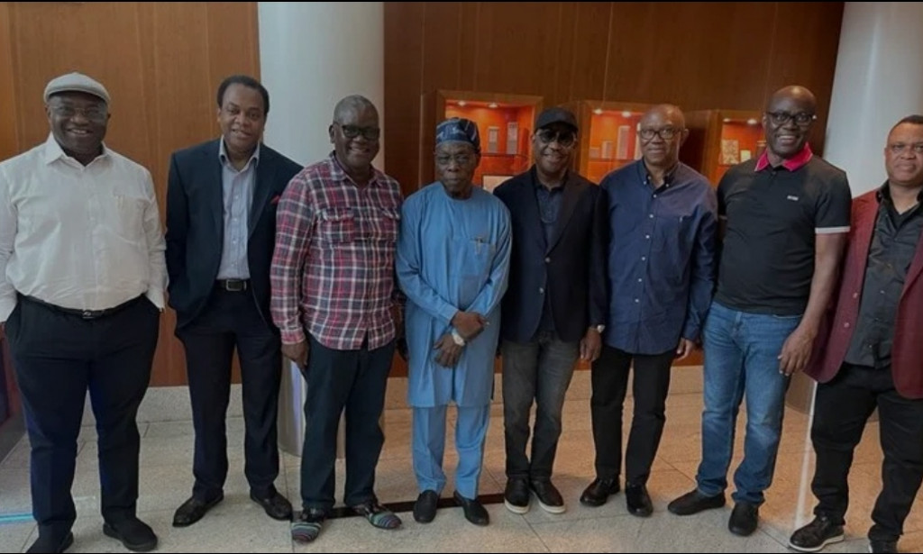 Previous President Olusegun Obasanjo, Wike, Peter Obi, others meet in London