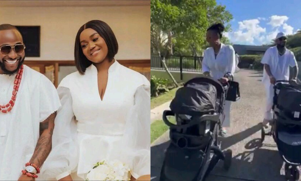 Davido and his wife Chioma step out with their twin babies