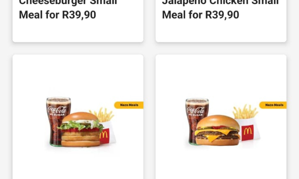 What menu does South Africa McDonald's have