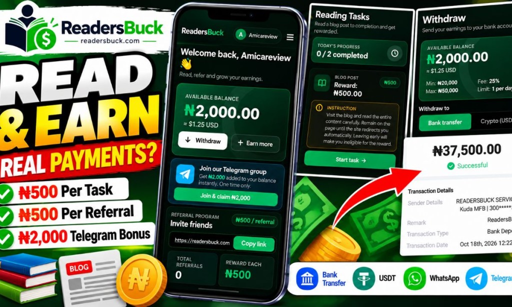ReadersBuck.com Review: Read & Earn ₦2,000 Daily or Scam?
