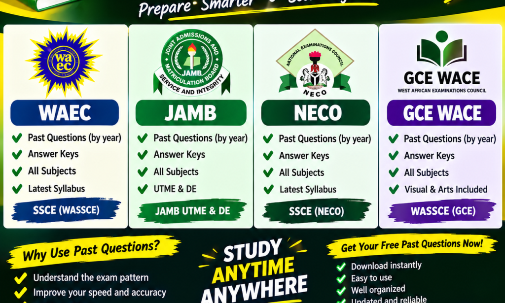free past question for wace and jamb, neco, gce wace