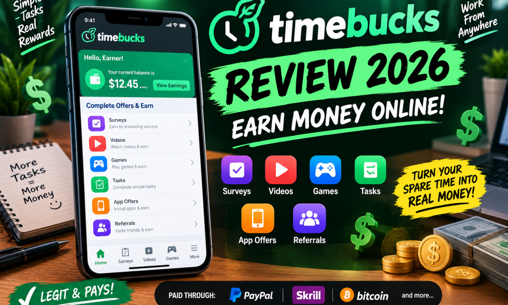 TimeBucks Review 2026: How To Earn Real Money Online With Your Phone