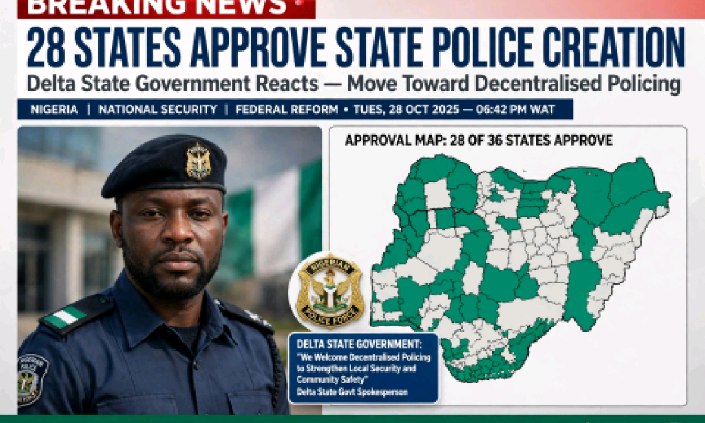 BREAKING: Delta State Government Reacts As 28 States Approve State Police Creation