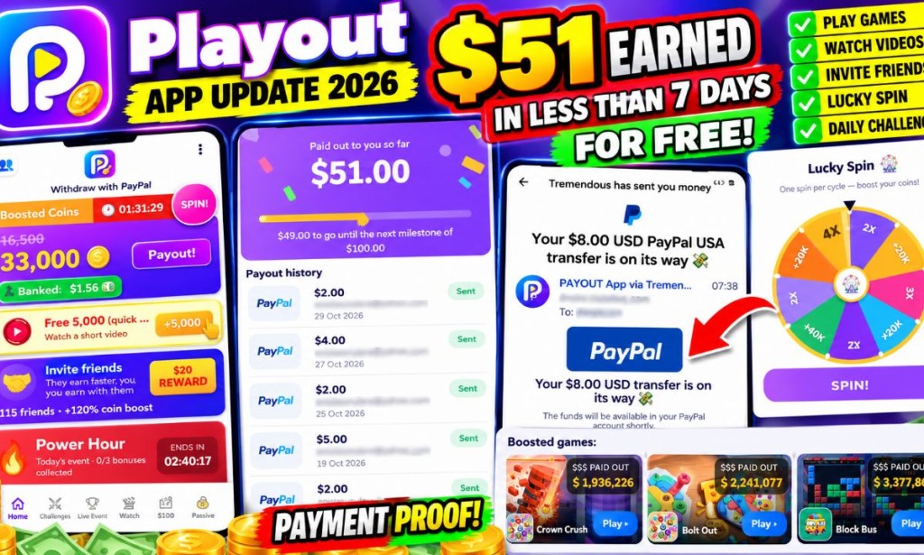 Playout App Seven Days $51 Earnings Update: How I Earn Through Games and Referrals