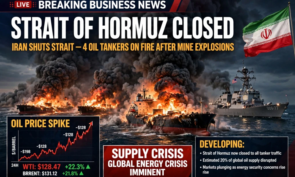 Iran Shuts Down Strait of Hormuz As 4 Oil Tankers Catch Fire After Mine Explosions — Oil Price To Rise Further